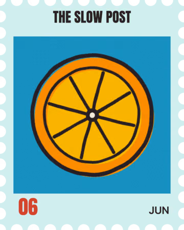 The Slow Post's stamp for June: half an orange