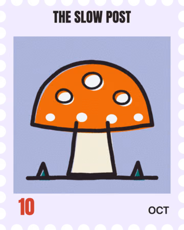 The Slow Post's stamp for October: a mushroom