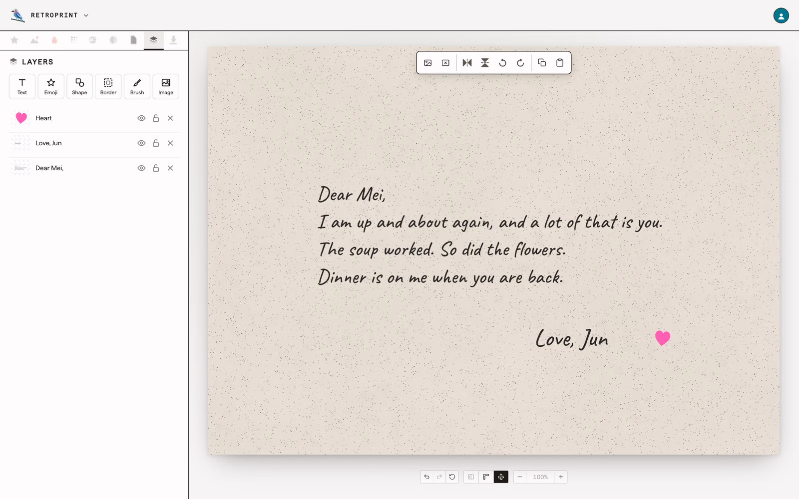 El estudio de RETROPRINT: Escribe el reverso como una carta