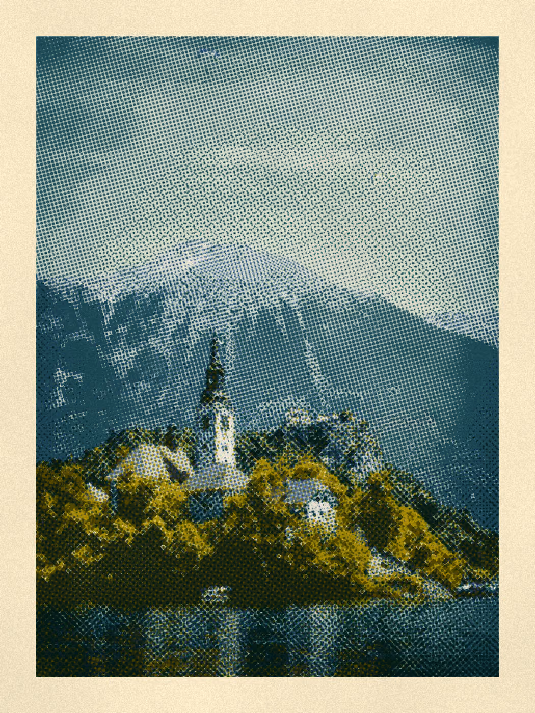 Church of the Assumption of Mary: the print, 5 inks on grey stock