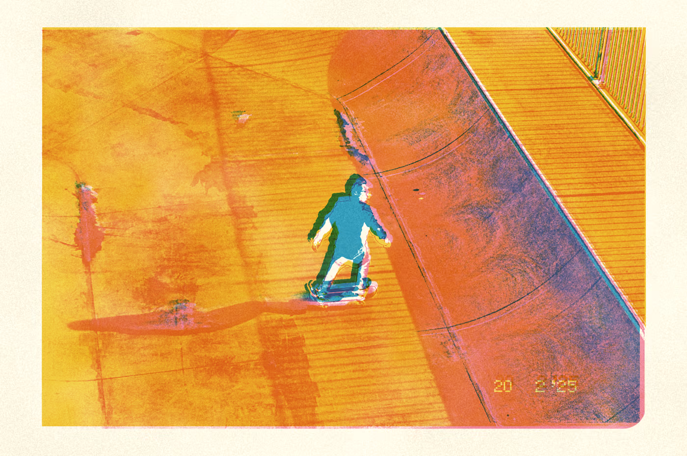 Skateboard: the print, 3 inks on warm stock